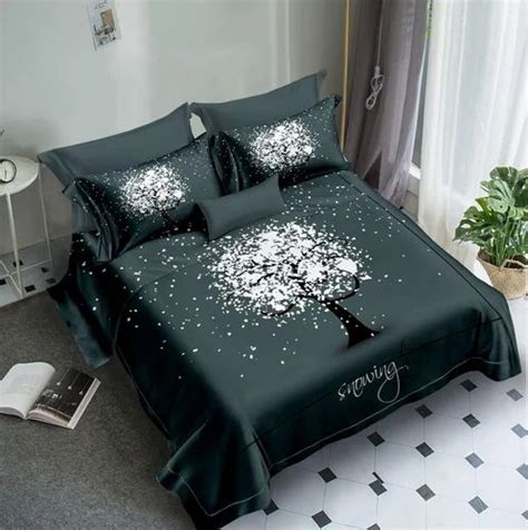 Size King Size Cotton 3d Printed Bed Sheet For Home 3 Pieces At