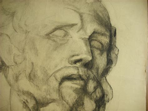 Dessin Original Sculpture Greco Romaine Art Tude T Te D Homme Barbu