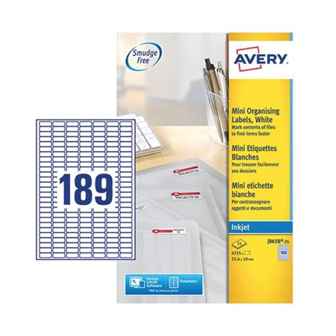 Buy Avery Inkjet Mini Labels 189 Per Sheet White Pack Of 4725 J8658