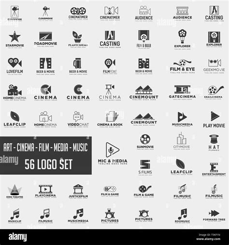 set collection of cinema film logo design with black color, icon ...