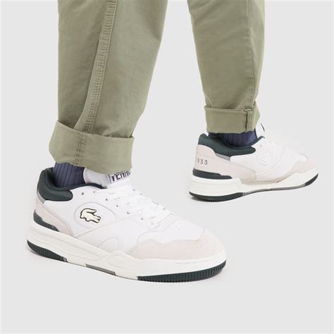 Mens White Green Lacoste Lineshot Trainers Schuh