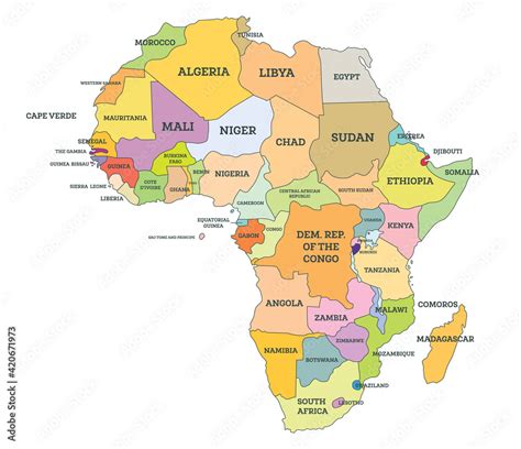 Political Map of Africa. Map with Name of Countries Isolated on White ...