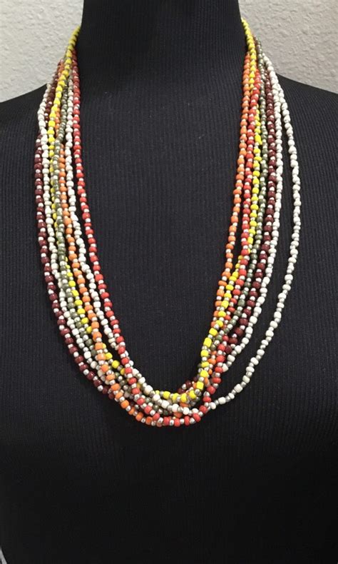 Vintage Multi Strand Beaded Necklace W Glassmetalagates 7 Etsy