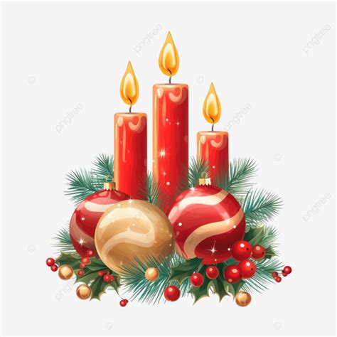 Merry Christmas Card With Candle And Balls Vector Illustration Design