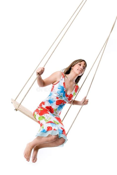 Swinging Stock Image Image Of Happy Active Brunette 6536227