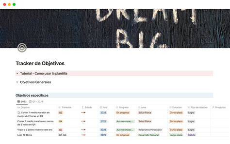 Tracker De Objetivos Plantilla De Notion
