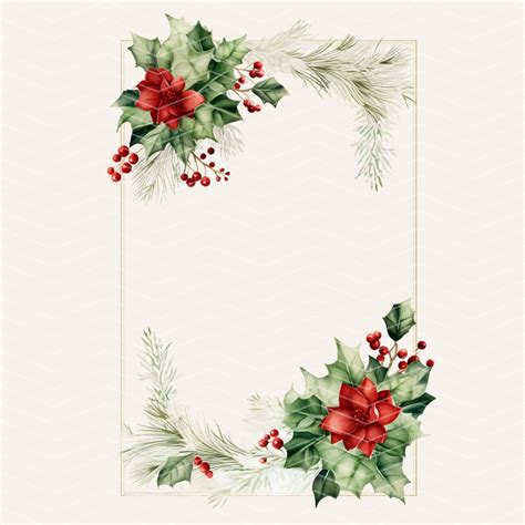 12 PNG Winter Floral Frame Clipart Watercolor Christmas Frame Clipart