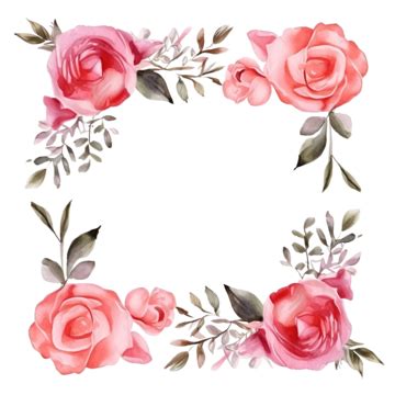 Frame Square Floral Watercolor Rose Floral Watercolor Flower Roses