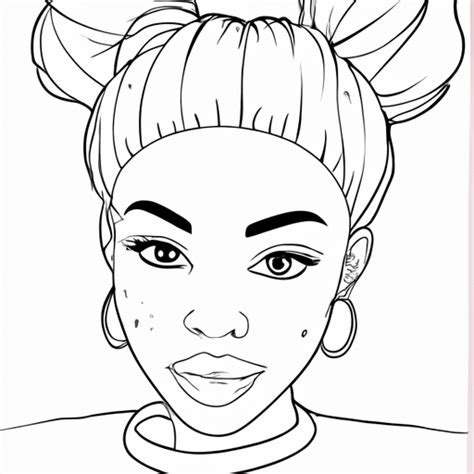 Beautiful African American Woman Face Vector Outline Creative Fabrica