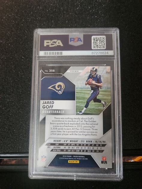 2016 Panini Prizm Jared Goff Rookie RC Silver 208 PSA 9 Mint Lions EBay