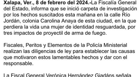 SE INICIA CARPETA DE INVESTIGACIÓN POR HECHOS OCURRIDOS EN XALAPA