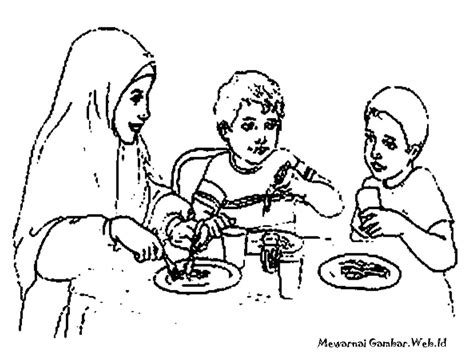 Mewarnai Gambar Anak Sedang Makan Makanan Seimbang Imagesee