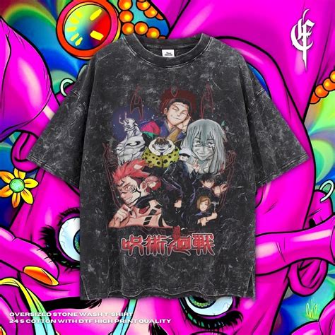 Jual Psycho Crucify Jujutsu Kaisen Oversized T Shirt Stone Wash