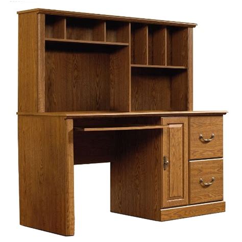 Sauder Orchard Hills Wood Computer Desk with Hutch in Carolina Oak ...