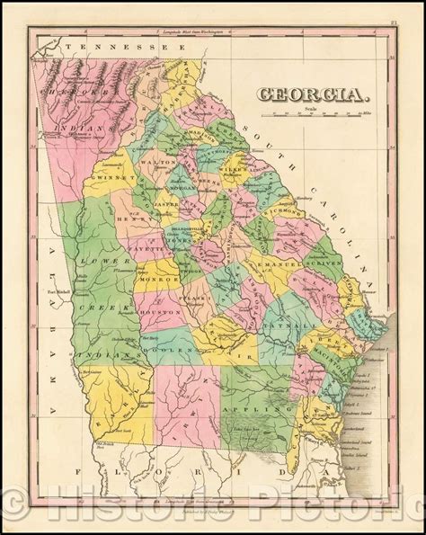 Historic Map Georgia 1824 Anthony Finley Vintage Wall Art Historic Pictoric