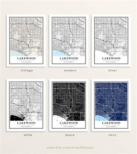 Lakewood California Map Lakewood CA Map Lakewood City Map - Etsy