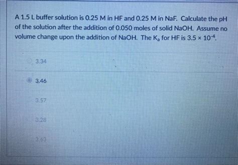 Solved A L Buffer Solution Is M In Hf And M In Chegg