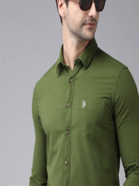 Buy U S Polo Assn Denim Co Men Olive Green Solid Casual Shirt Shirts