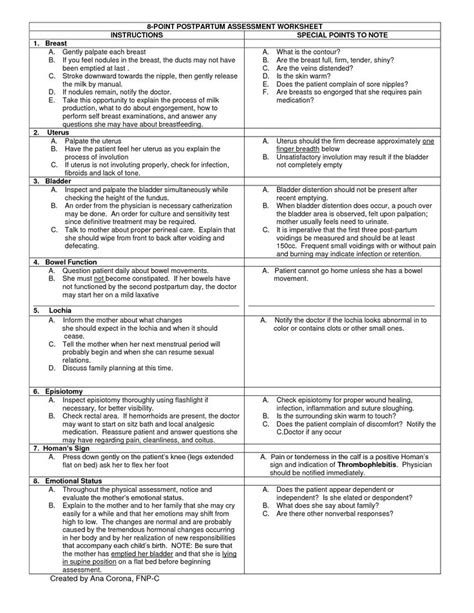 Bubble He Postpartum Nursing Assessment