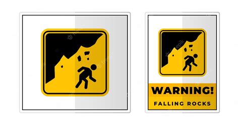 Premium Vector Falling Rocks Warning Sign Label Symbol Icon Vector