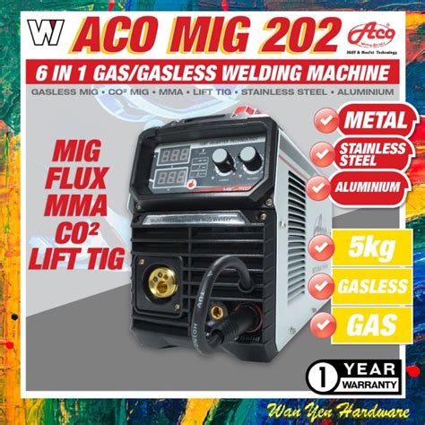 ACO MIG 202 6 IN 1 GAS GASLESS MIG WELDING MACHINE LIFT TIG MMA