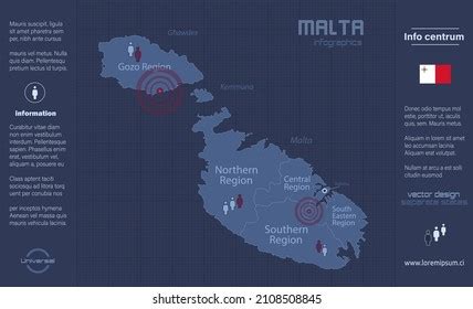 Malta Regions Map Names Infographics Blue Stock Vector (Royalty Free ...