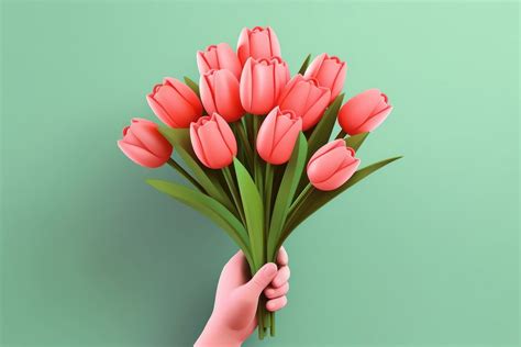 Tulips holding flower plant. AI | Premium Photo Illustration - rawpixel