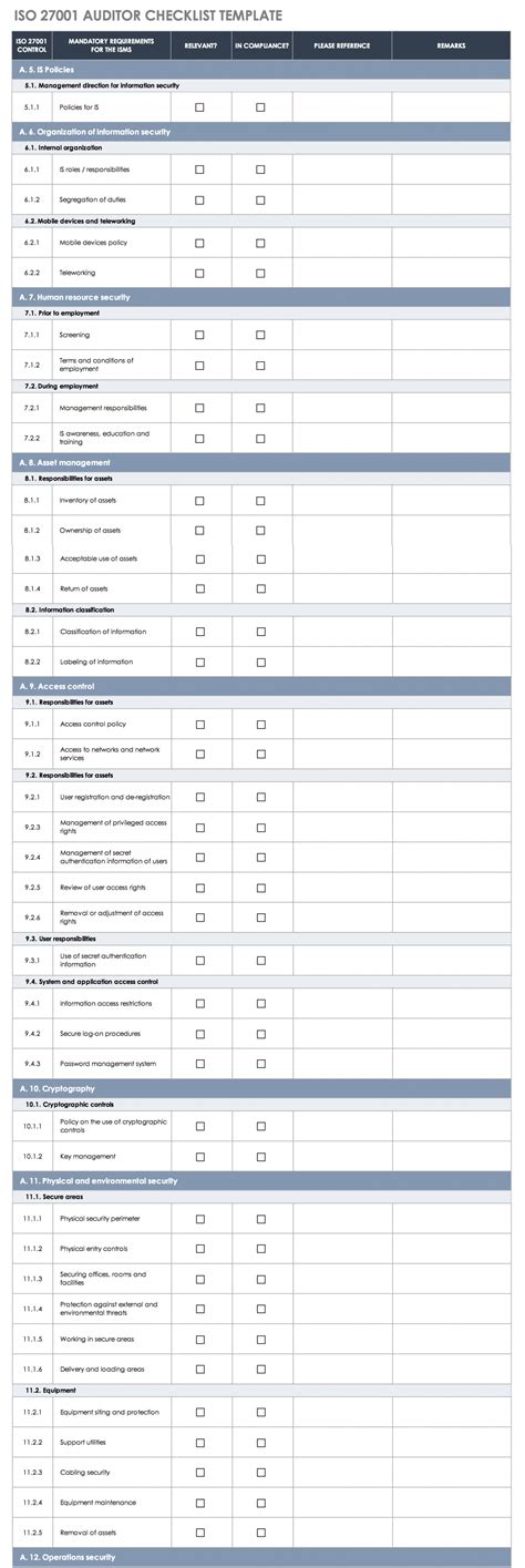 Iso 27001 Internal Audit Checklist Template Printable Word Searches