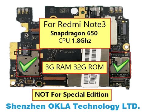 Carte Mère Pour Xiaomi Redmi Note 3 1 Pièce Processeur Snapdra 18ghz