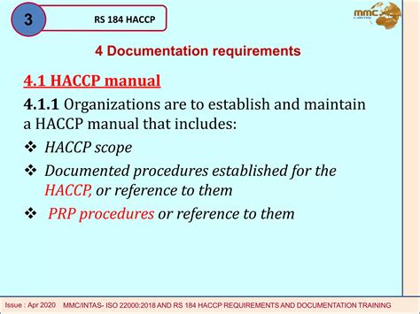 Rs184 Haccp Clauses Requirements And Documentation Training Iso 22000 Ppt