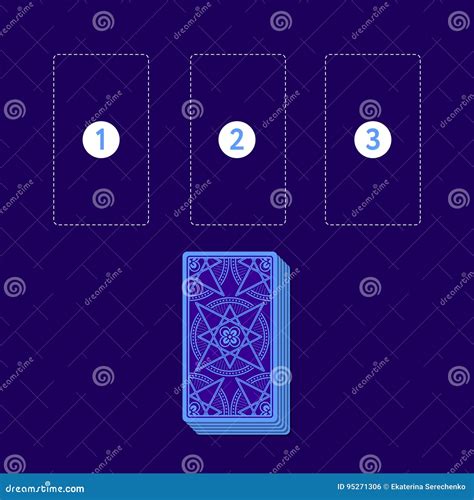 Template For Three Tarot Card Spread With Deck Vector Illustration