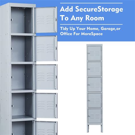 Buy Yizosh Metal Locker With 5 Doors Tall Steel Storage Lockers For