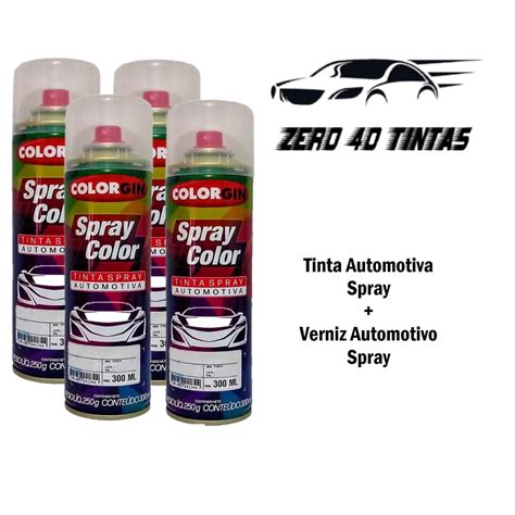 Kit Pintura Automotiva Spray 2 Tintas Preto Ametista Renault 2 Verniz