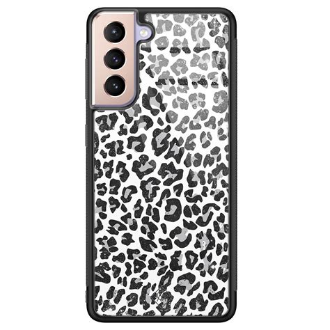 Casimoda Samsung Galaxy S21 Glazen Hardcase Luipaard Grijs Casimoda Nl