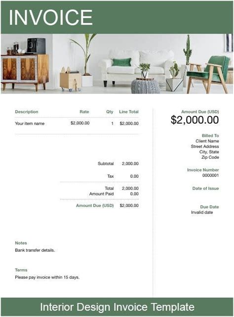 Interior Design Invoice Breakdown Template - Infoupdate.org