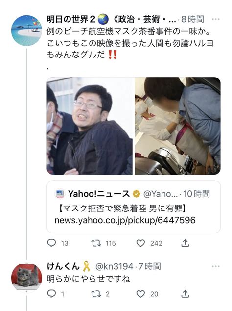 特別期間 On Twitter Rt A2487498 【悲報】ピーチ航空の事件で有罪判決が出たマスク拒否おじさん、反マスク仲間から