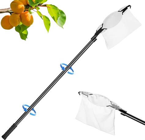 Fruit Picker Pole Tool With Fabric Basket Telescoping