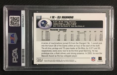 2004 Topps Eli Manning Rc Rookie Card 350 Giants Psa 10 Gem Mint Ebay