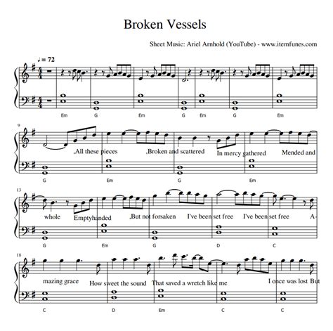 Broken Vessels Christian Sheet Music Chords Lyrics Amazing Grace