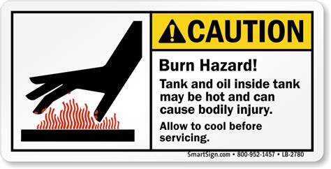 Buy Burn Hazard Hot Tank And Oil Allow To Cool Caution Label Sku Lb 2780