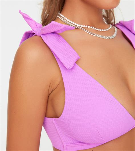 Buy Trendyol Textured Triangle Bikini Top In Purple 6thStreet Qatar