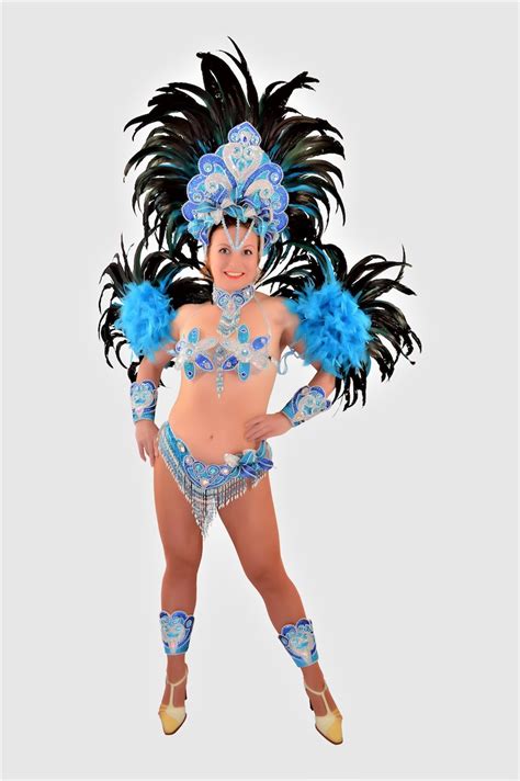 Samba Brazilian Blue Silver Rio Carnival Samba Dance Costume Bikini Show Girl Feathers Etsy