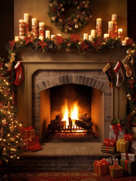 Vintage Christmas Fireplace Free Stock Photo - Public Domain Pictures