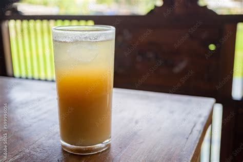 Traditional Drink Of Indonesia Jamu Beras Kencur Iced Fresh And Tasty