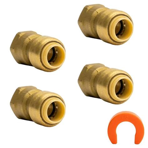 Quickfitting 3 8 In Brass Push To Connect X Fip Adapter Fitting With Disconnect Tool 4 Pack