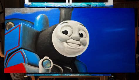 Thomas The Train Acrylic On Canvas 15x30 Painted This For My