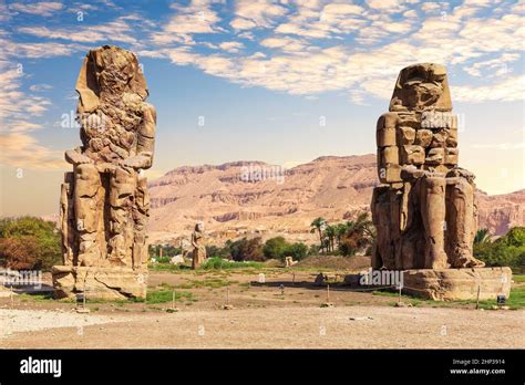 The Colossi Of Memnon Statues Of The Pharaoh Amenhotep Theban