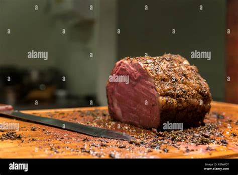 Carving Wagyu Beef Stock Photo Alamy