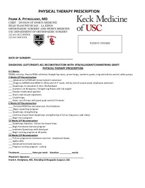 Fillable Online Acl Reconstruction Post Operative Physical Therapy Docx