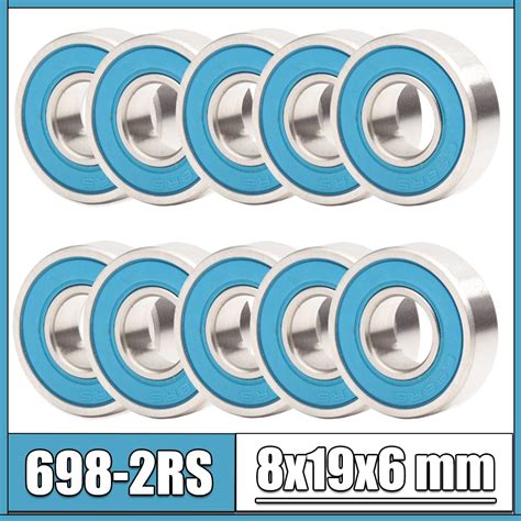 FUSHI 698 2RS Bearings Blue Sealed 8x19x6 Mm ABEC 3 698rs Shaft Ball